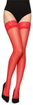 Merry Style Collant Bas Fin Transparent Autofixant pour Porte-jarretelles Lingerie Sexy Sous-vêtements Femme MS 200 15 DEN (Rot, XS-S)