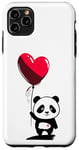 Coque pour iPhone 11 Pro Max Ours panda avec ballon coeur Ours panda doux pour Noël