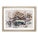 Big Box Art The Burj Al Arab in Dubai Vol.3 Watercolour Framed Wall Art Picture Print Ready to Hang, Oak A2 (62 x 45 cm)