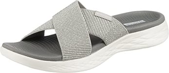 Skechers Women's On-the-go 600 - Glistening Slide Sandal,Silver Textile,8 UK