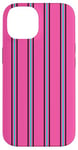 Coque pour iPhone 14 Rose Bleu Noir Rayé Girly Esthétique Preppy Stripe