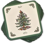 Portmeirion Home & Gifts Spode Christmas Tree Hardback Coasters, Set of 6 (Green