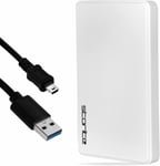 Disque Dur Externe Portable 120 Go avec USB 2.0, Transfert de données Ultra Rapide, Disque Dur Compact Compatible avec PC, Mac, Windows, Ordinateur de Bureau (Blanc)