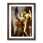 Oedipus And The Sphynx By Gustave Moreau Classic Painting Framed Wall Art Print, Ready to Hang Picture for Living Room Bedroom Home Office Décor, Walnut A2 (64 x 46 cm)