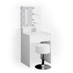 Vicco - Coiffeuse Ruben, Blanc, 60 cm avec éclairage led et tabouret