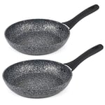 Salter COMBO-3692 Megastone Frying Pan Set - 24/28 cm Non-Stick Fry Pans, Induction Frying Pan, 2 Piece Set, Omelette Pan, Dishwasher & Metal Utensil Safe, PFOA Free, Aluminium, Soft-Touch Handles