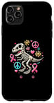 Coque pour iPhone 11 Pro Max Peace Love Cure T-Rex Dinosaure Sensibilisation au cancer du sein