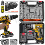 Electric Screwdriver Cordless Drill Set Hammer Impact Driver w/ 2 Battery