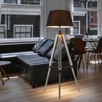 Stativleuchte Luminaire de Salon Lampadaire Hauteur Réglable Tissu Bois Gris E27