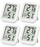 Thermomètre Intérieur, Mini Thermomètre Hygromètre Intérieur Digital À Haute Précision,4 Pieces Lcd Mini Digital Thermometre Pour Le Confort Du Bureau À Domicile Thermomètre De Reptile