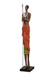 Casablanca Grande Statuette décorative XXL – Figurine Africaine Homme en résine Couleur : Orange Multicolore – Décoration Cadeau Hauteur 82,5 cm