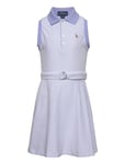 Ralph Lauren Kids Belted Striped Knit Oxford Polo Dress Blå