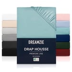 Dreamzie Drap Housse 180x200 cmpour Matelas Épais jusqu'à 33 cm - 100% Polyester Microfibre - Aqua Certifié sans Produits Chimiques (Oeko TEX), Drap Housse avec Élastique Complet