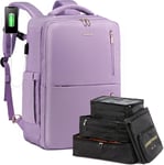 Sac A Dos Voyage Femme, Sac A Dos Cabine Avion Bagages Backpack Travel Ryanair, Imperméable Sac Ordinateur Portable 17 Pouces Sac A Dos Valise De Randonnée Affaires Travail Violet