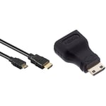 PremiumCord Câble HDMI A HDMI Mini C 3 m & Adaptateur Mini HDMI plaqué Or HDMI Femelle vers Mini HDMI mâle pour Full HD 1080p, 3D, Couleur Noir