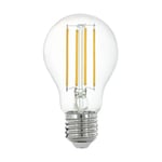 EGLO connect.z Ampoule LED E27 connectée, A60, ZigBee, contrôlable par appli et commande vocale, dimmable, blanc chaud, 806 lumens, 6 watts, transparent, design vintage