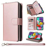 ZCDAYE Wallet Case for Samsung Galaxy A33, Premium[Magnetic Closure] [Zipper Pocket] Folio PU Leather Flip Cover with 9 Card Slots Kickstand for Samsung Galaxy A33 5G- Rose Gold