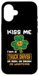 Coque pour iPhone 16 Kiss Me I'm A Truck Driver Funny Shamrock St Patricks Day