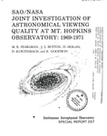 SAO/NASA joint investigation of astronomical viewing quality at Mount Hopkins Observatory: 1969-1971