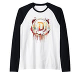 DJ Tattoo Design with Headphones for DJs and lp music lover Raglan Baseball Tee