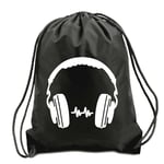 DJ HEADPHONES DRAWSTRING BAG,GYM SACK,PE BAG,SWIMMING BAG