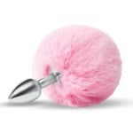 Furry Tales Pink Fur Bunny Tail Metal Butt Plug Anal Toy Cute Fun Rabbit Cosplay