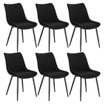 WOLTU Chaise de Salle à Manger Lot de 6, Moderne Chaise de Cuisine, Chaise scandinave, Chaise Coiffeuse, pour Salle de Séjour, Chambre à Coucher, Cuisine, en Lin et métal Noir BH208sz-6