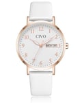 CIVO Montre Femme Bracelet Cuir: Blanc Élégant Montre pour Femme Étanche - Date Analogique Quartz Montres Dames Mode Design