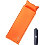 Matelas de camping autogonflant avec oreiller 1 personne orange vidaXL