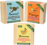 1X XHC Coconut, Banana & Papaya Shampoo & Conditioner 2-In-1 Bar 3X60G - NEW UK