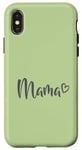 Coque pour iPhone X/XS Gris Feuille Cœur Vert Maman