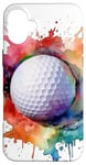 Coque pour iPhone 16 Plus Balle de golf sur les éclaboussures de peinture aquarelle