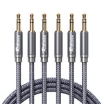 Câble Jack Audio (3 Lot de, 0,6m+1,2m+3m) 3.5mm mâle vers mâle Aux Câble Auxiliaire Stéréo en Nylon pour iPhone/iPod/iPad, Smartphones, conférencier, voiture, tablette, Autoradio, MP3 etc