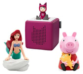 Tonies Toniebox Starter Set (Purple), On the Road with Peppa Pig & The Little Mermaid Audio Figure Bundle