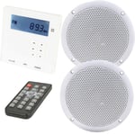 Wall Mounted Micro Bluetooth Amplifier & 2 Ceiling Speaker Kit Stereo HiFi Music