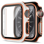 2 Pièces Coque pour Apple Watch Series 9/8/7 45mm Protection Écran Femmes Hommes,Dur PC Case HD Clair Verre Trempé Anti-Choc Housse de Protection pour Apple Watch 45mm Cover，Noir&Or Rose/Blanc&Or Rose