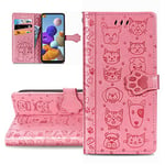 LEMAXELERS Nokia 5.3 Phone Case Nokia 5.3 Cover,Cute Cat Dog Embossed Folding Stand PU Leather Wallet Flip Cover Case with Card Slots, Magnetic Closure for Nokia 5.3,SD Cat Pink