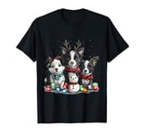 Cute Christmas Border Collie Dogs Snowman Holiday Puppy Dog T-Shirt