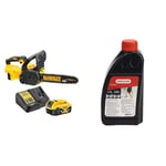 Tronçonneuse Elagueuse XR 18V (1x 5Ah) Li-Ion DEWALT DCM565P1 & Oregon - Huile pour Chaîne et Guide-Chaîne de Tronçonneuse, 1 L (O10-4935)