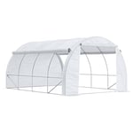 Outsunny Serre de Jardin 12 m² dim. 4L x 3l x 2H m avec Porte + parois latérales zippées enroulables, 8 fenêtres, Acier PE Haute densité 140 g/m² Anti-UV Blanc