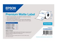 Epson Premium - Matt - 102 X 51 Mm 650 Etikett (Er) (1 Rulle/Rullar X 650) Matrisskurna Etiketter - För Epson Tm-C3400-Lt  Colorworks Cw-C4000e  Tm C3400, C3400bk, C3400e, C3400u, C3500