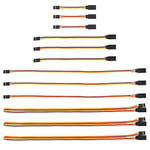 YUNIQUE Green-Clean-Power - Ensemble de 12 Rallonges de Câble Servo 3 Pins 26AWG | Différentes Longueurs 75, 150, 300, 600 mm | Cuivre de Haute Qualité | pour Voitures RC, Avions, Drones, Noir Jaune,