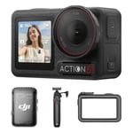 DJI Osmo Action 5 Pro Vlog Combo (Mic 2), Action Camera 4K Ideal for Vloggers With Charging Handle and Mic 2 Transmitter, Mini Action Camera With 1/1.3″ Sensor, 4hrs Battery Life, Dual OLED Touchscree