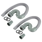 2Pcs P-trap Drain Pipe Expandable Tubing Hose for Basin without Overflow Grey