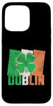 iPhone 15 Pro Max Shamrock Clover On Vintage Irish Flag Dublin Ireland Pride Case