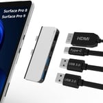 Station d'accueil Surface Pro 8 Hub avec Adaptateur HDMI 4K, Port USB C, Port USB 3.0 * 1, Port USB 2.0 * 1 pour Adaptateur Surface Pro 8, Accessoires Microsoft Surface Pro 8