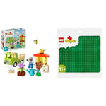 LEGO DUPLO Town Caring for Bees & Beehives, Kids’ Learning Toy with Drivable Truck & 10980 DUPLO Green Building Base Plate, Construction Toy for Toddlers and Kids, Build and Display Board