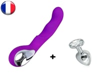 LOT : Vibromasseur luxe étanche puissant rechargeable USB + 1 rosebud S OFFERT