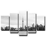 YIYYI Canvas Painting 5, Printed Poster Home Decor Wall Art 5 Pieces Famous Building City Scenery Paintings Canvas Toronto Skyline Pictures