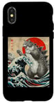 Coque pour iPhone X/XS Catzilla Cat Art japonais Cadeau amusant pour homme, femme, enfant